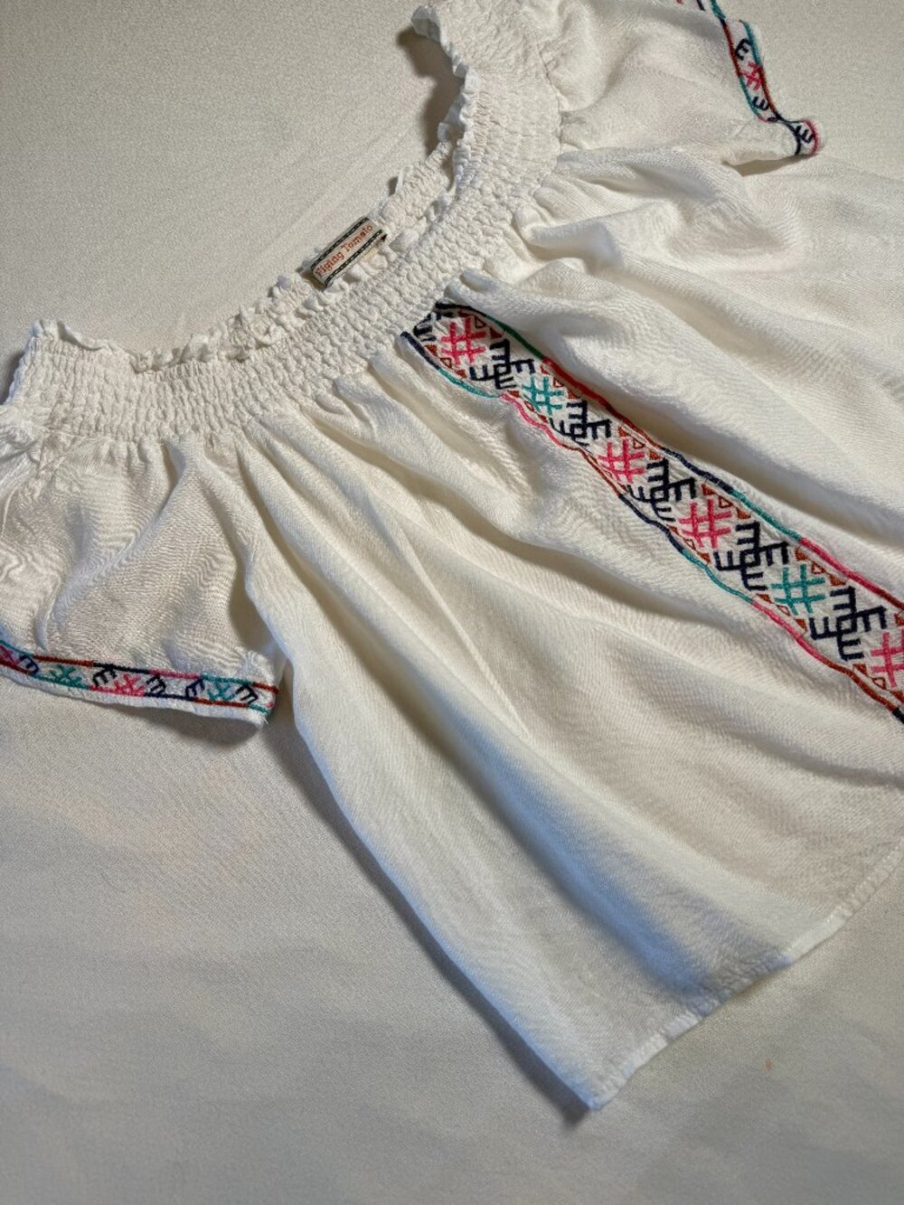 Flying Tomato Embroidered Peasant Top Size Juniors M Boho Mexican Short Sleeve
